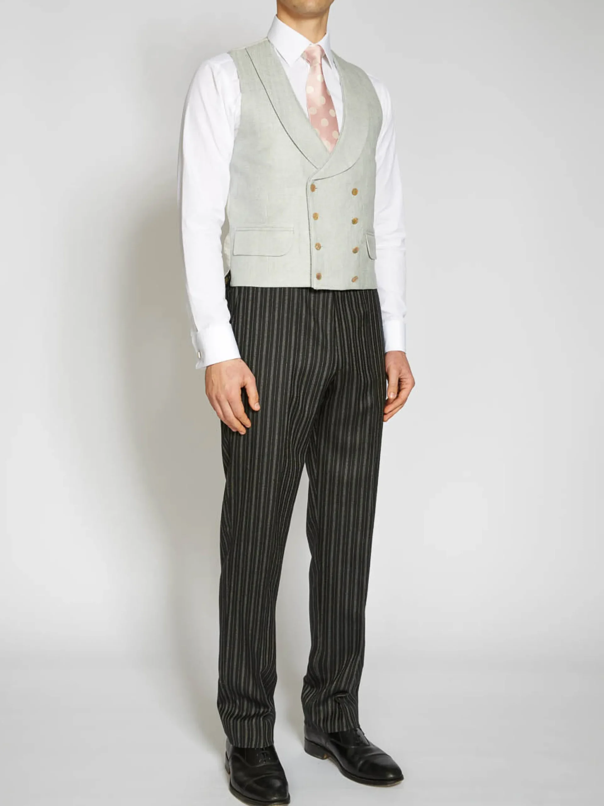 Favourbrook Pistachio Randwick Double Breasted 8 Button Shawl Lapel Piped Waistcoat - Ascot- Groomswear | Waistcoats