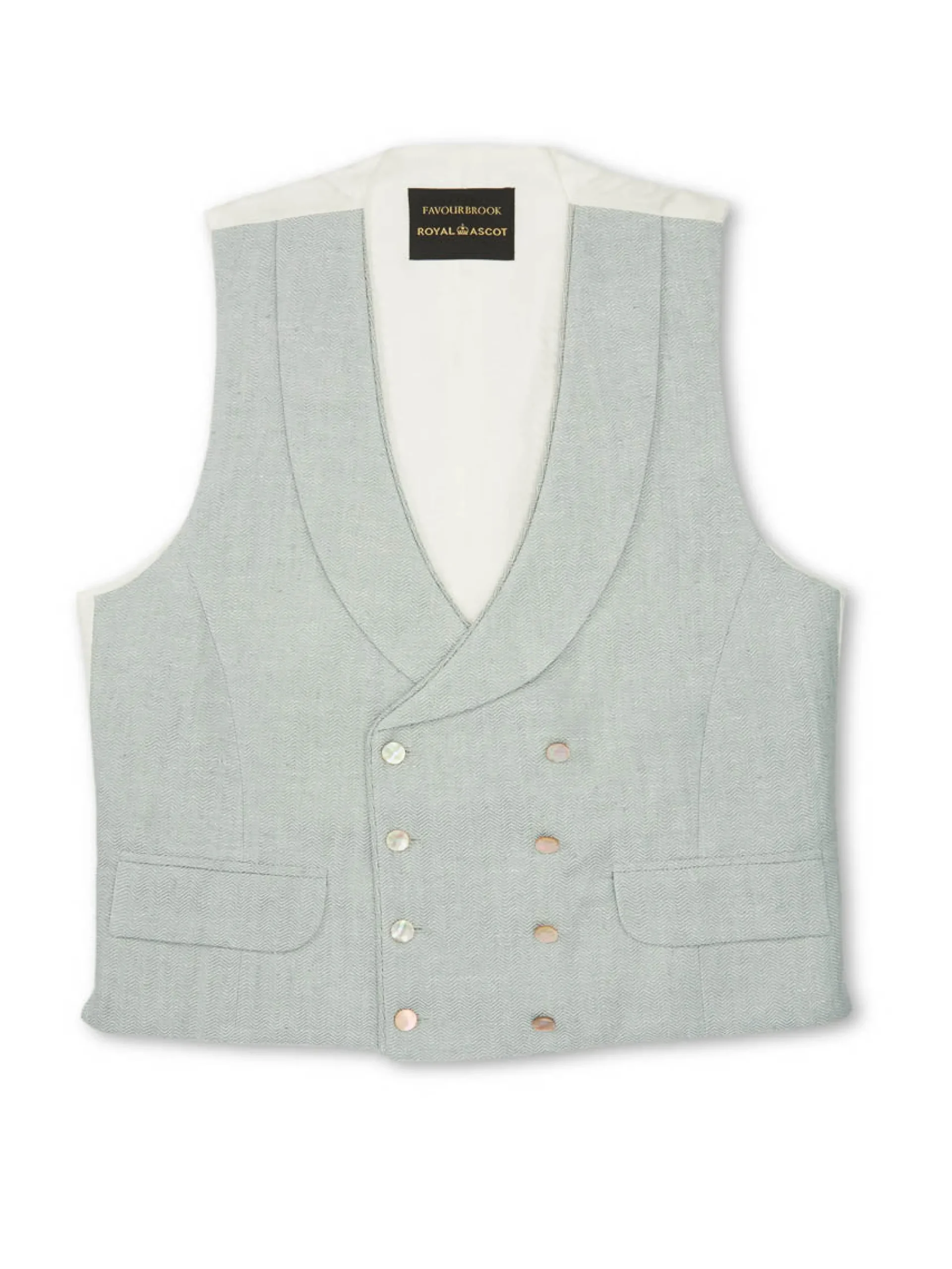 Favourbrook Pistachio Randwick Double Breasted 8 Button Shawl Lapel Piped Waistcoat - Ascot- Groomswear | Waistcoats