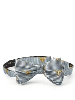 Favourbrook Powder Blue Gold Bees Silk Bow Tie- Bow Ties
