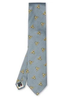Favourbrook Powder Blue Gold Bees Silk Tie- Wedding Attire | Ties