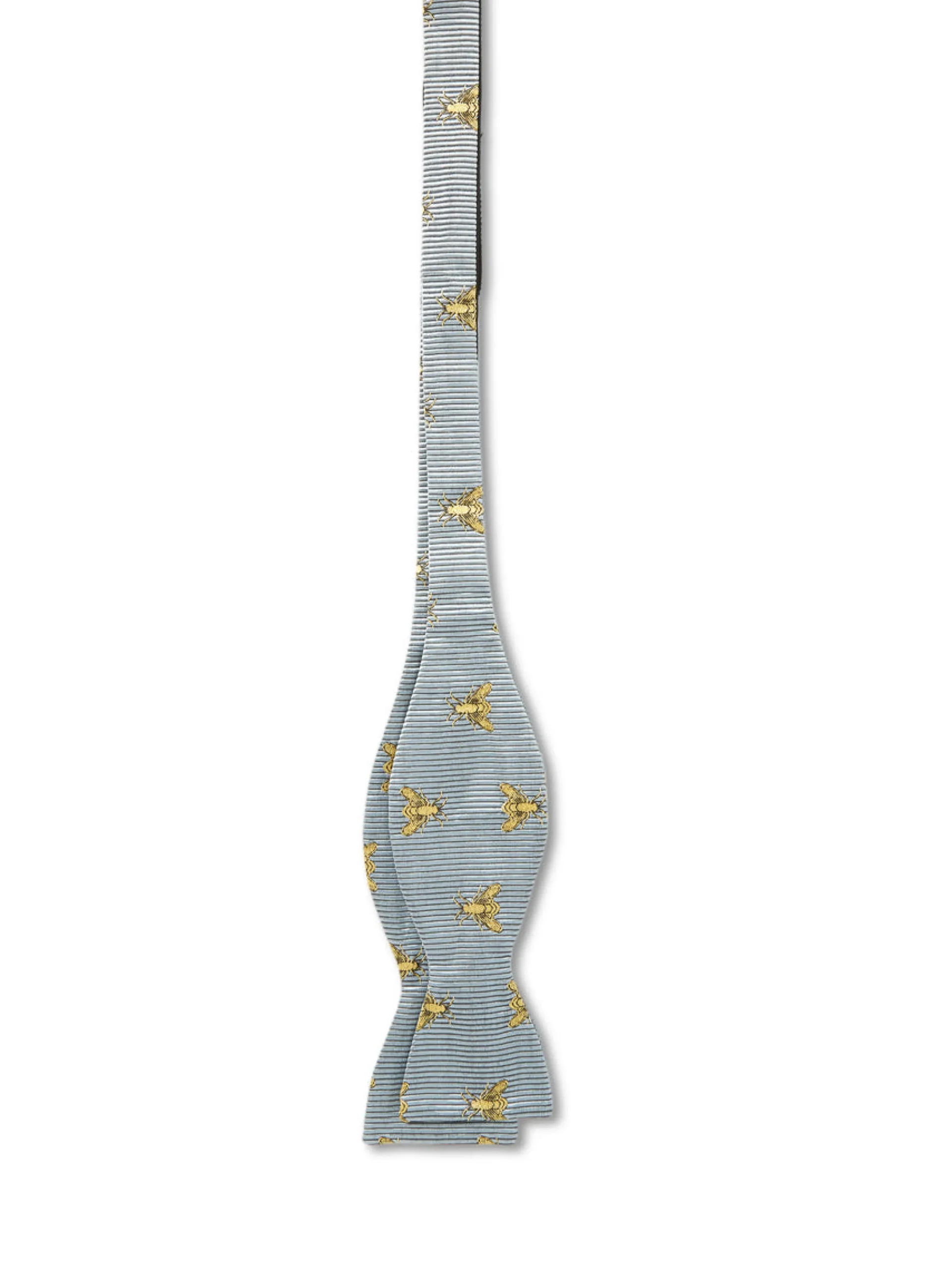 Favourbrook Powder Blue Gold Bees Silk Bow Tie- Bow Ties