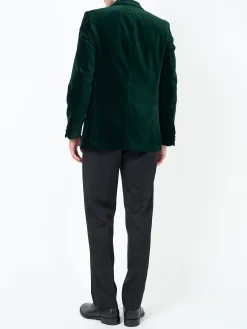Favourbrook Racing Green Velvet Cotton Double Breasted Dinner Jacket- Occasionwear | Velvet Jackets