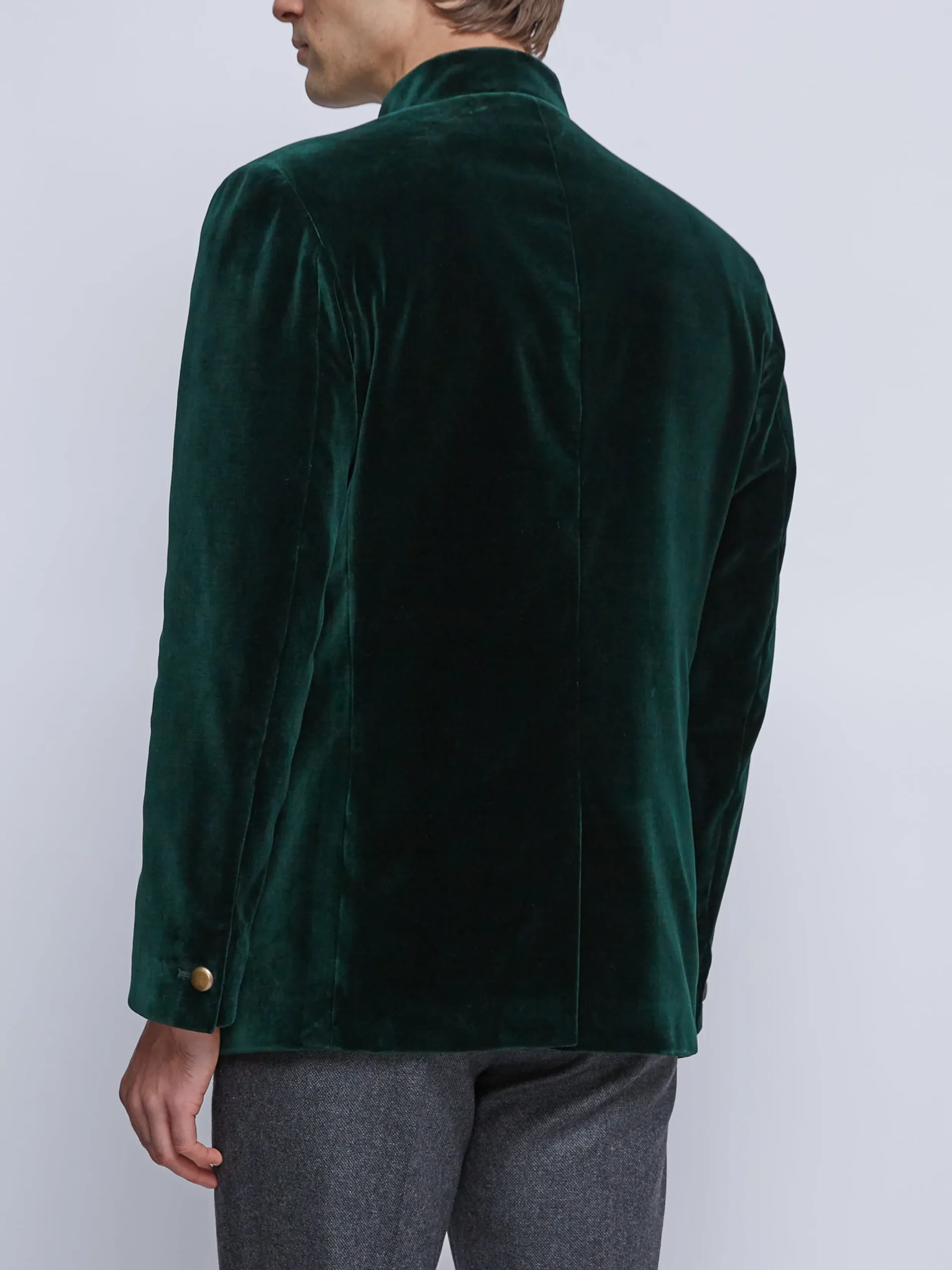 Favourbrook Racing Green Velvet Nehru Jacket Button Cuff- Nehru Jackets | Velvet Jackets