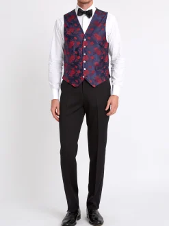 Favourbrook Red Bougainville Silk Single Breasted 6 Button Waistcoat- Waistcoats | Single Breasted Waistcoats