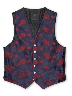 Favourbrook Red Bougainville Silk Single Breasted 6 Button Waistcoat- Waistcoats | Single Breasted Waistcoats