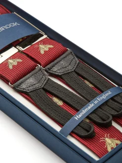 Favourbrook Red Gold Bees Silk Braces- Braces