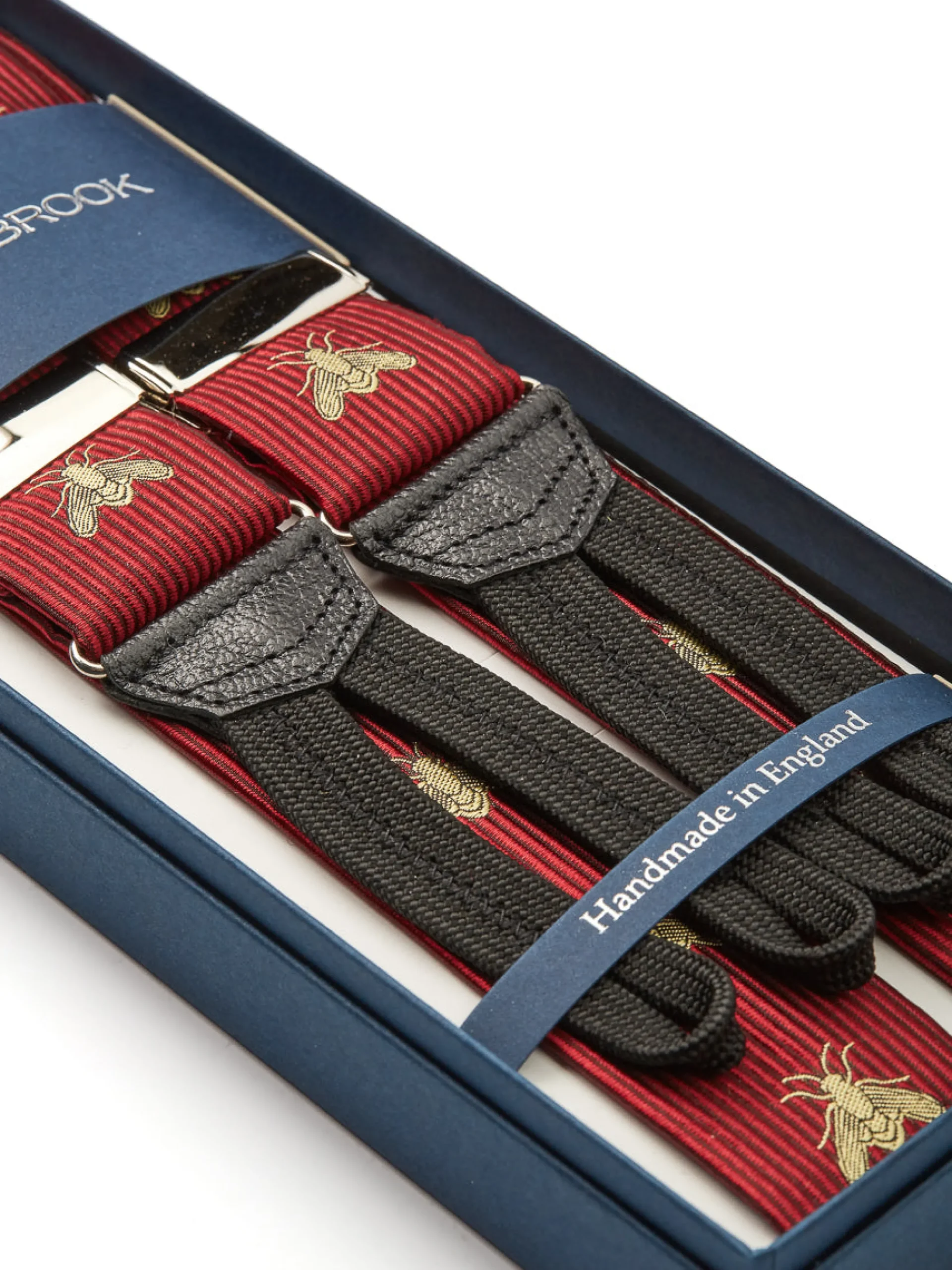 Favourbrook Red Gold Bees Silk Braces- Braces