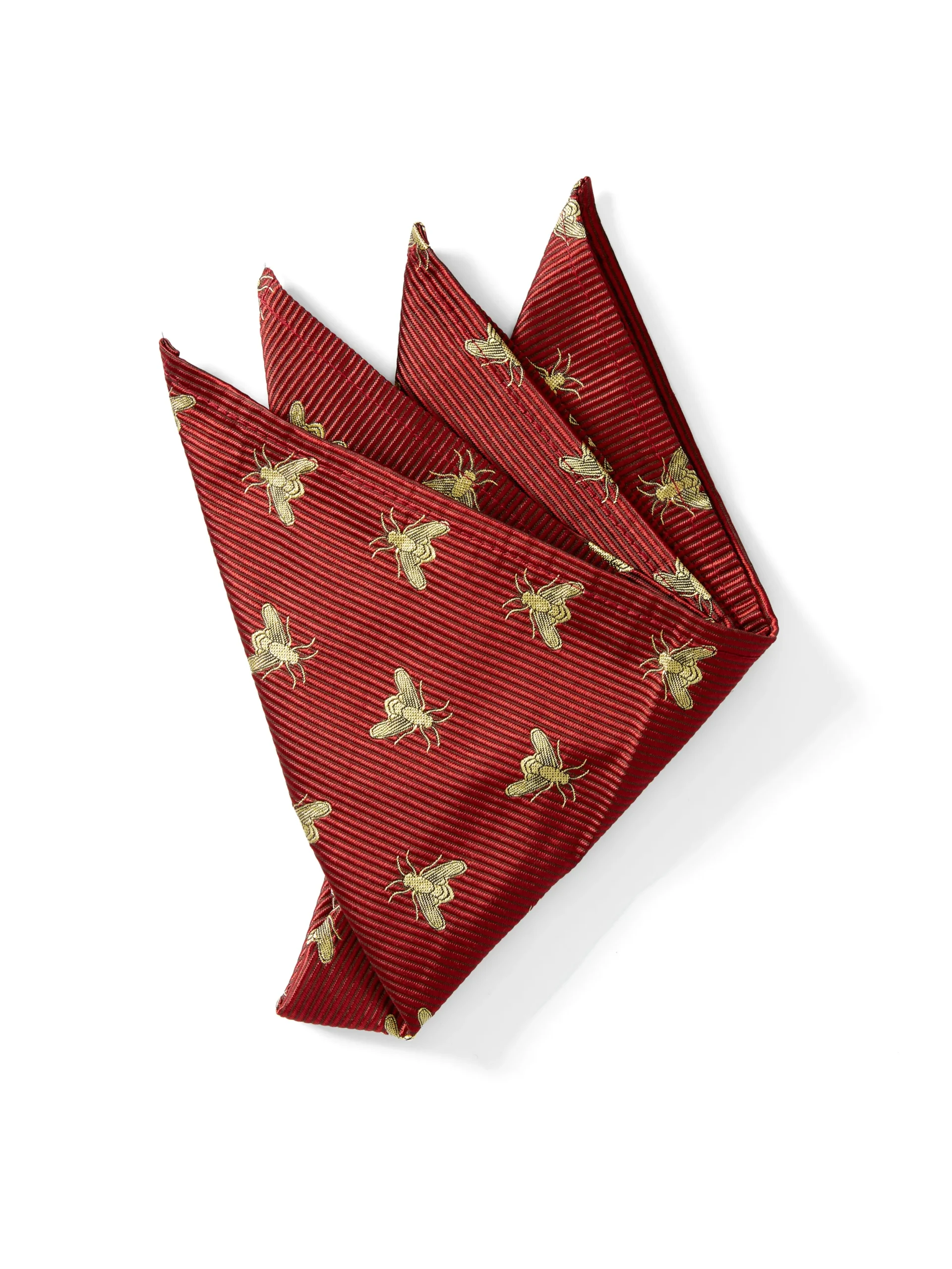 Favourbrook Red Gold Bees Silk Pocket Square- Pocket Squares