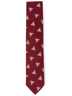 Favourbrook Red Gold Bees Silk Tie- Ties