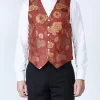 Favourbrook Red Winnington Silk Single Breasted 6 Button Waistcoat- Groomswear | Waistcoats