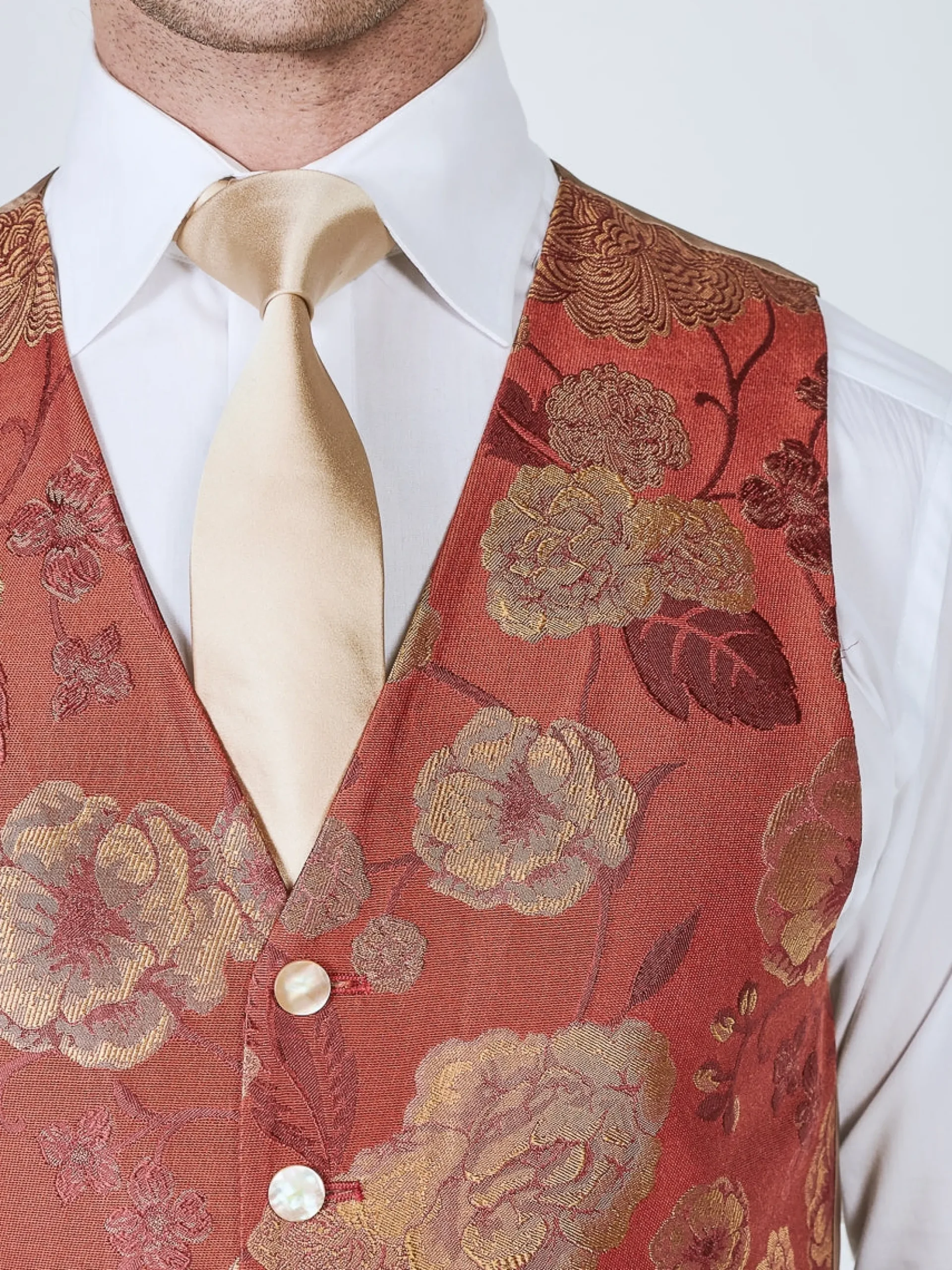 Favourbrook Red Winnington Silk Single Breasted 6 Button Waistcoat- Groomswear | Waistcoats