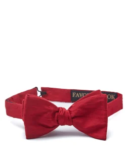 Favourbrook Ruby Red Silk Douppion Bow Tie- Bow Ties