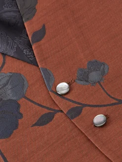 Favourbrook Rust Grantham Single Breasted 6 Button Waistcoat- Waistcoats | Single Breasted Waistcoats