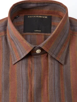 Favourbrook Rust Multi Perran Linen Ivy Shirt- Shirts