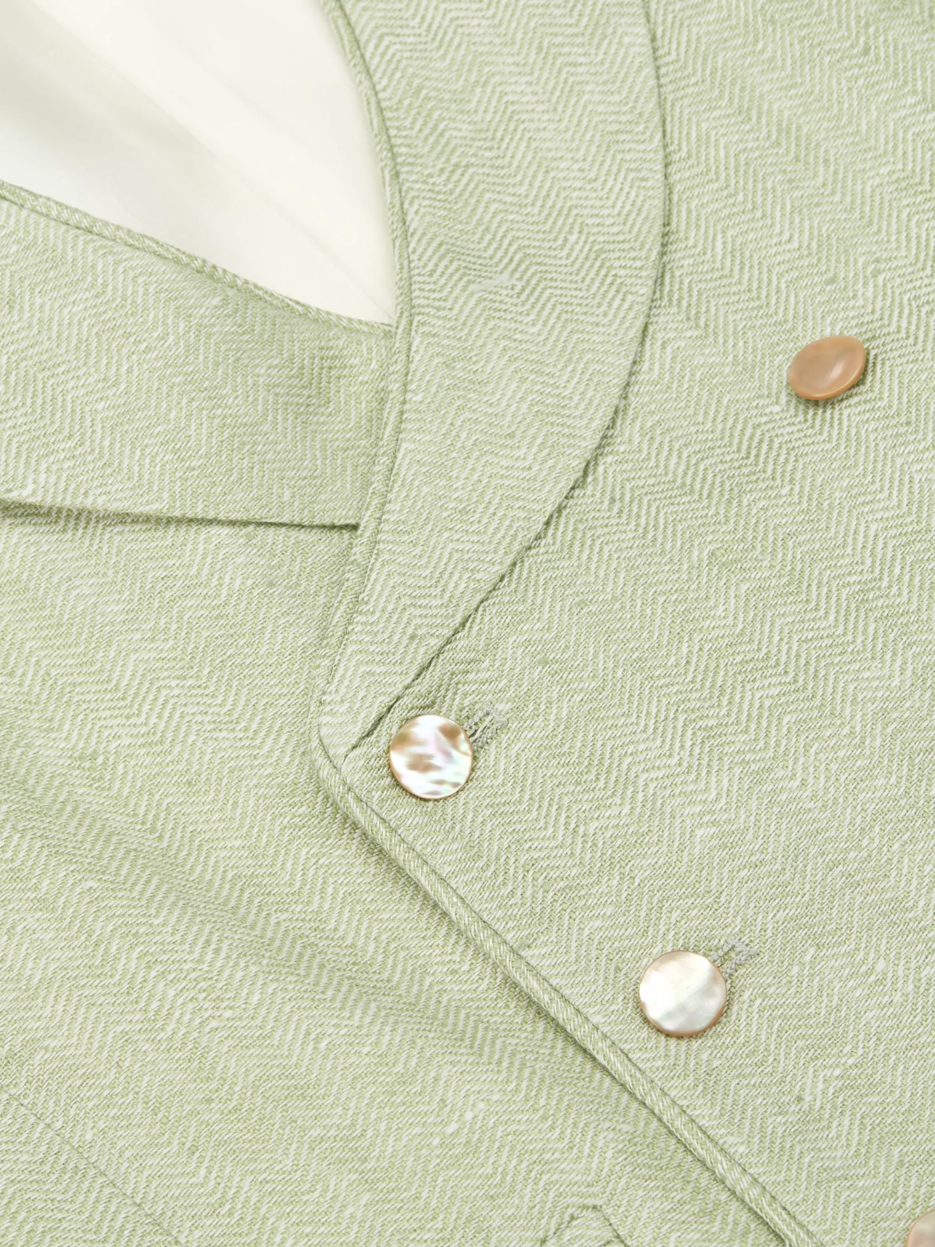 Favourbrook Sage Green Randwick Double Breasted 8 Button Shawl Lapel Piped Waistcoat- Royal Ascot | Wedding Attire