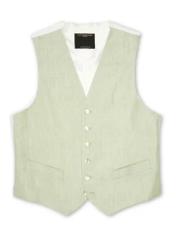 Favourbrook Sage Green Randwick Single Breasted 6 Button Piped Waistcoat- Waistcoats | Single Breasted Waistcoats