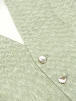 Favourbrook Sage Green Randwick Single Breasted 6 Button Piped Waistcoat- Waistcoats | Single Breasted Waistcoats