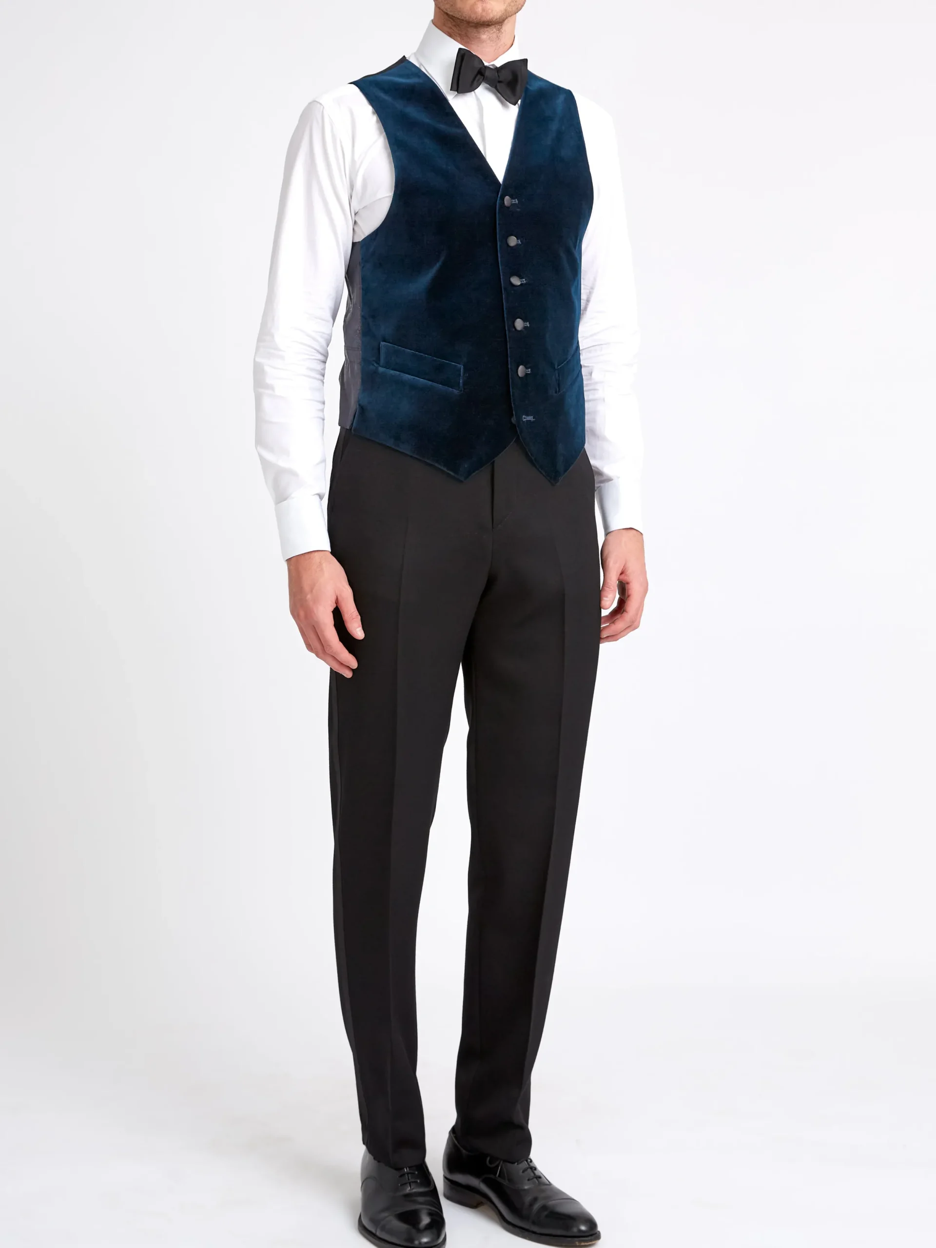 Favourbrook Sapphire Blue Velvet Cotton Single Breasted 6 Button Waistcoat- Waistcoats | Single Breasted Waistcoats