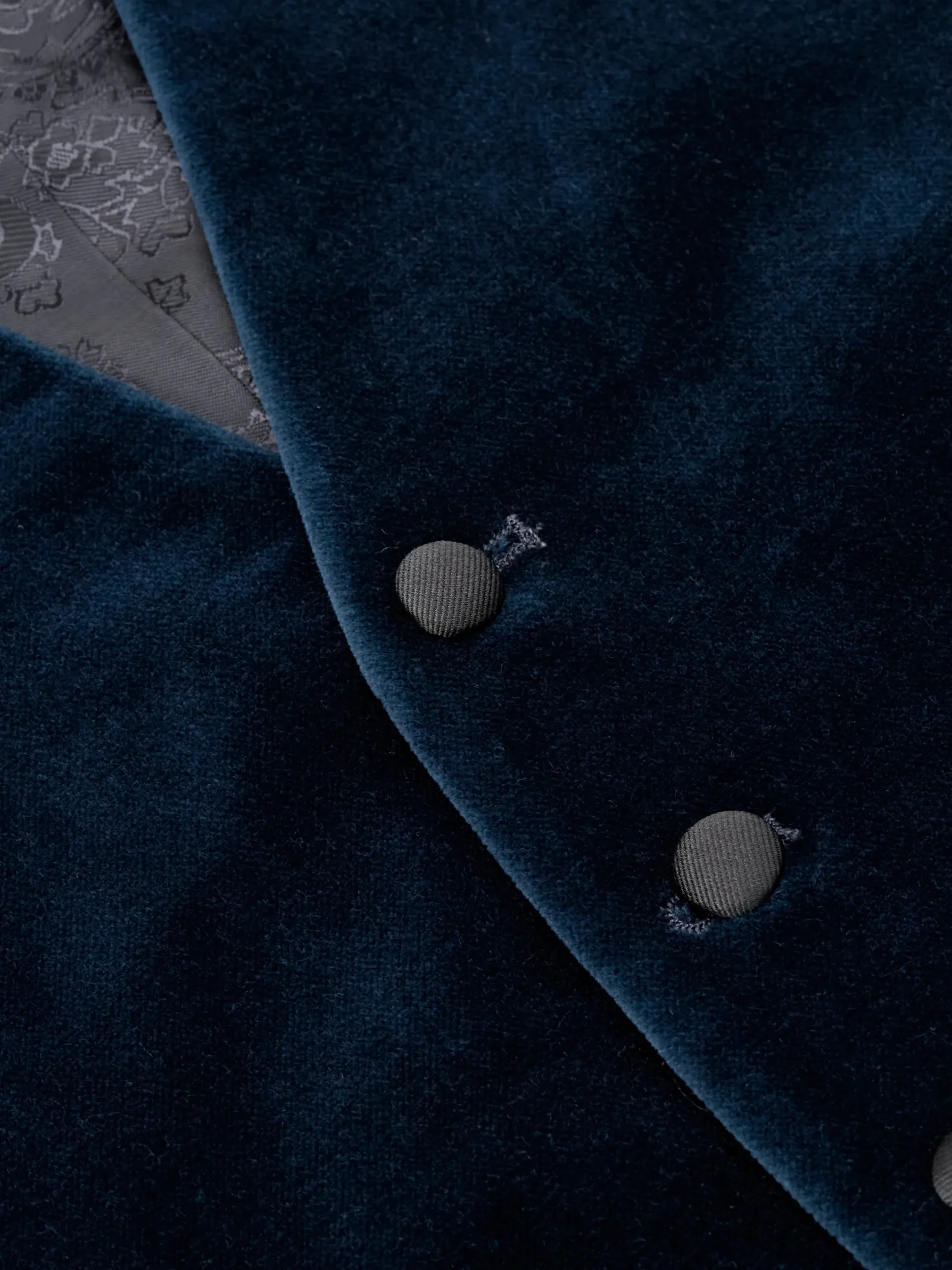 Favourbrook Sapphire Blue Velvet Cotton Single Breasted 6 Button Waistcoat- Waistcoats | Single Breasted Waistcoats