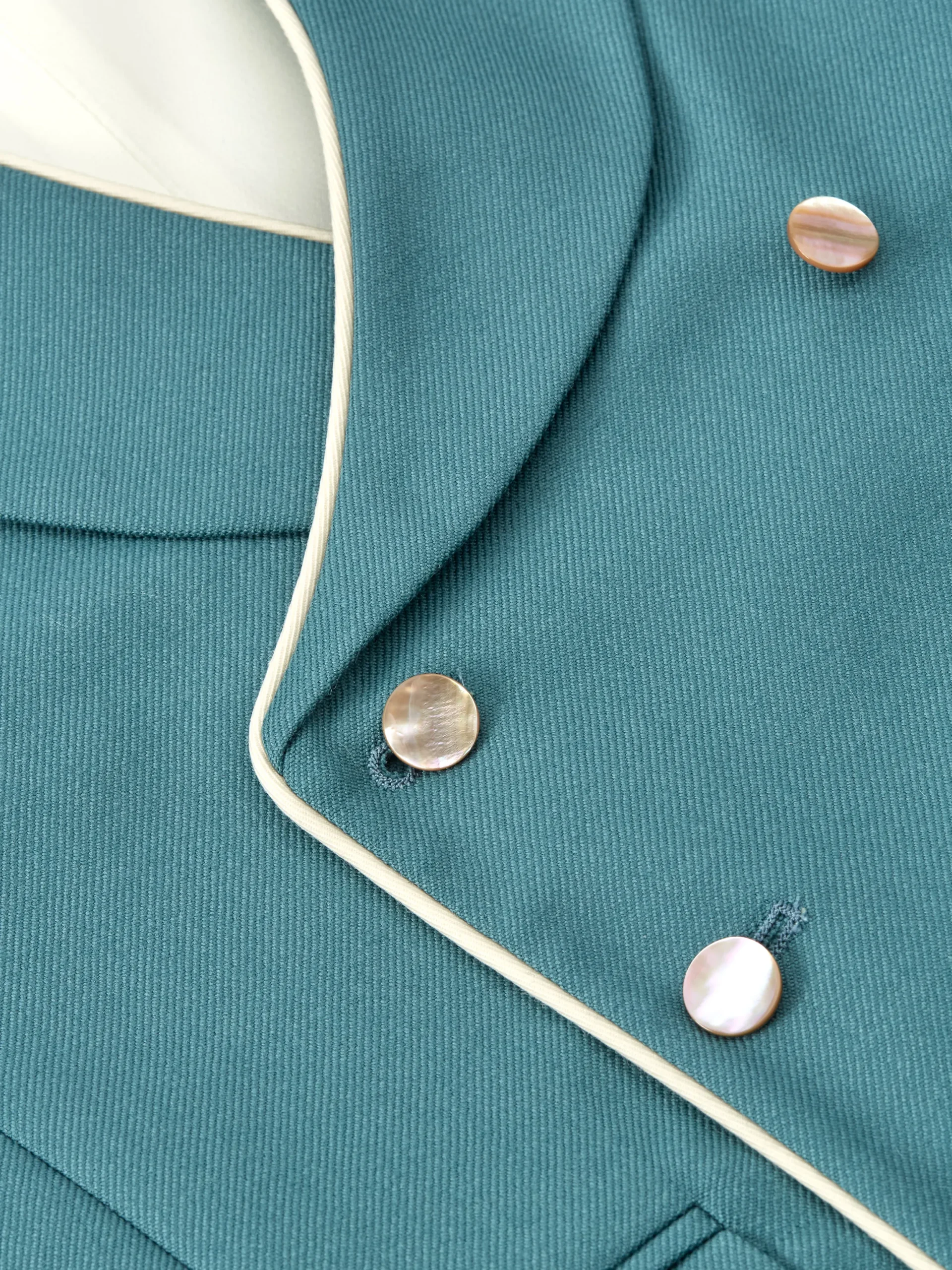 Favourbrook Sea Green Wool Double Breasted 8 Button Shawl Lapel Piped Waistcoat- Waistcoats | Shawl Lapel Waistcoats