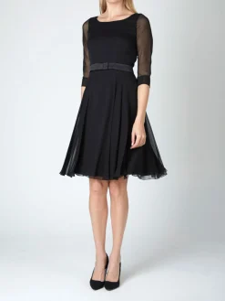Favourbrook Serena Circle Dress Black Georgette Silk Georgette-Women Eveningwear | Eveningwear