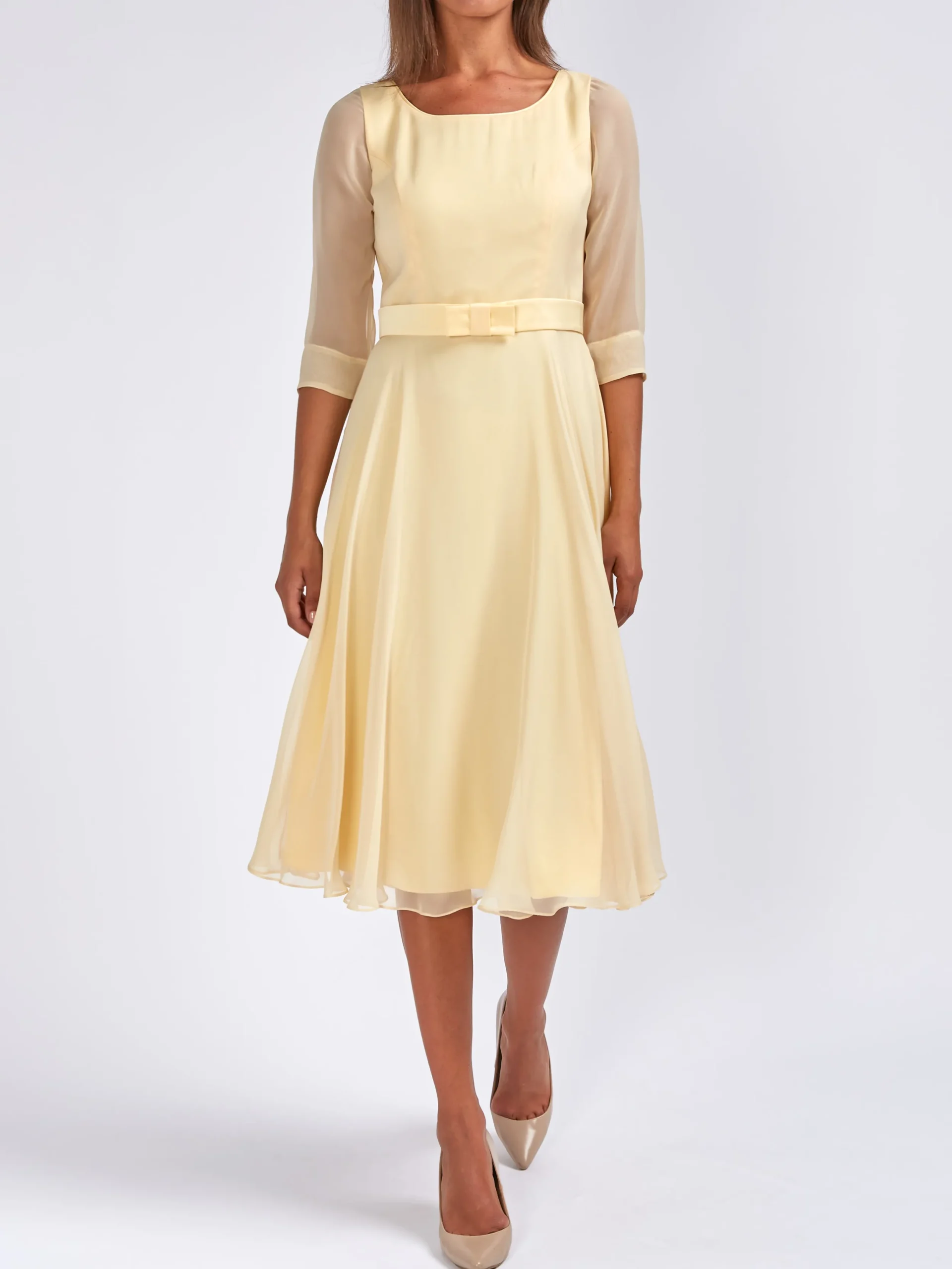 Favourbrook Serena Circle Dress Buttermilk Plain Silk Georgette-Women Mother Of The Bride | Dresses