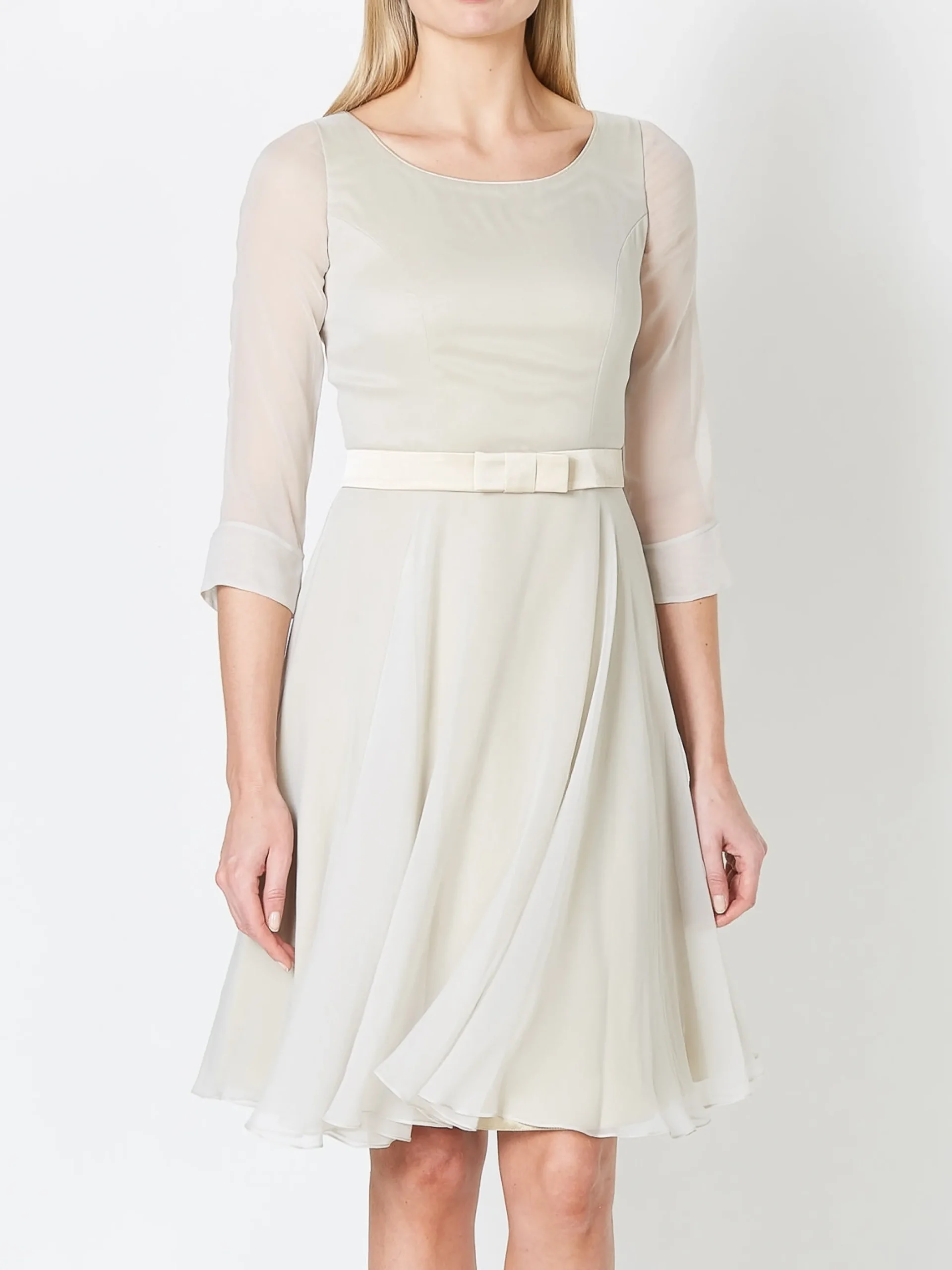 Favourbrook Serena Circle Dress Grey Glacier Plain Silk Georgette-Women Mother Of The Bride | Dresses