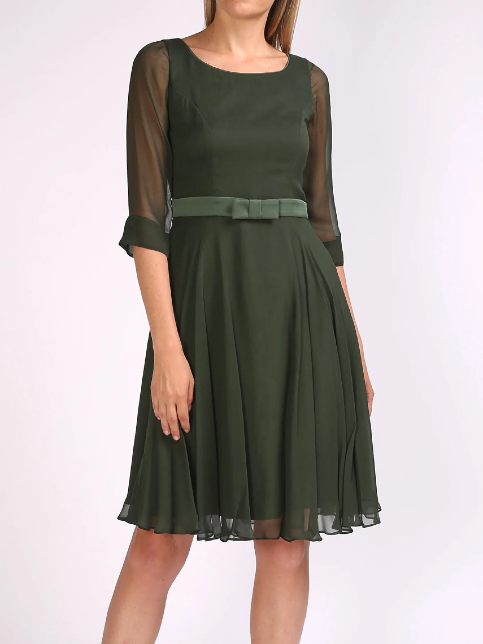 Favourbrook Serena Circle Dress Moss Plain Georgette-Women Eveningwear | Eveningwear