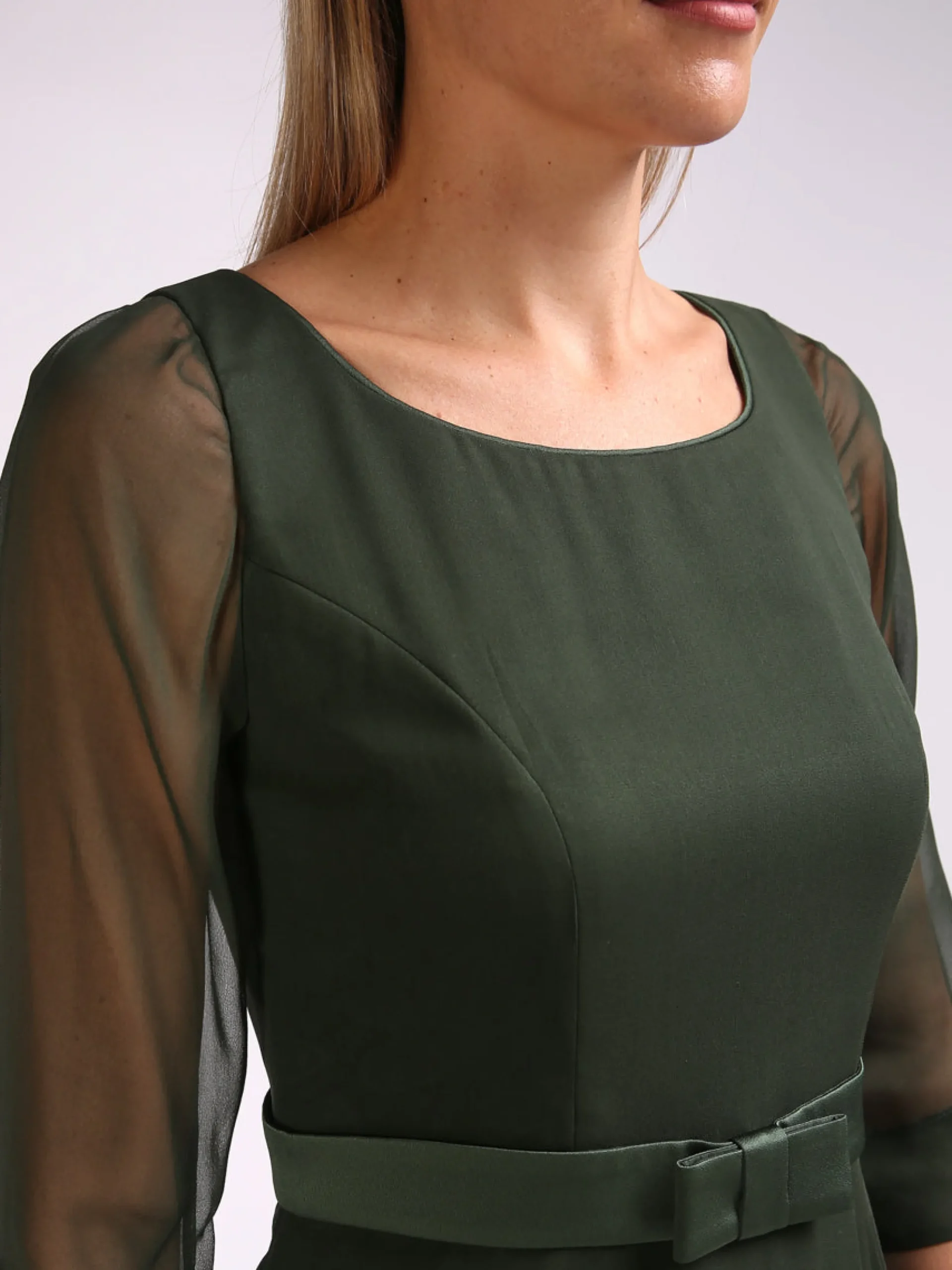Favourbrook Serena Circle Dress Moss Plain Georgette-Women Eveningwear | Eveningwear
