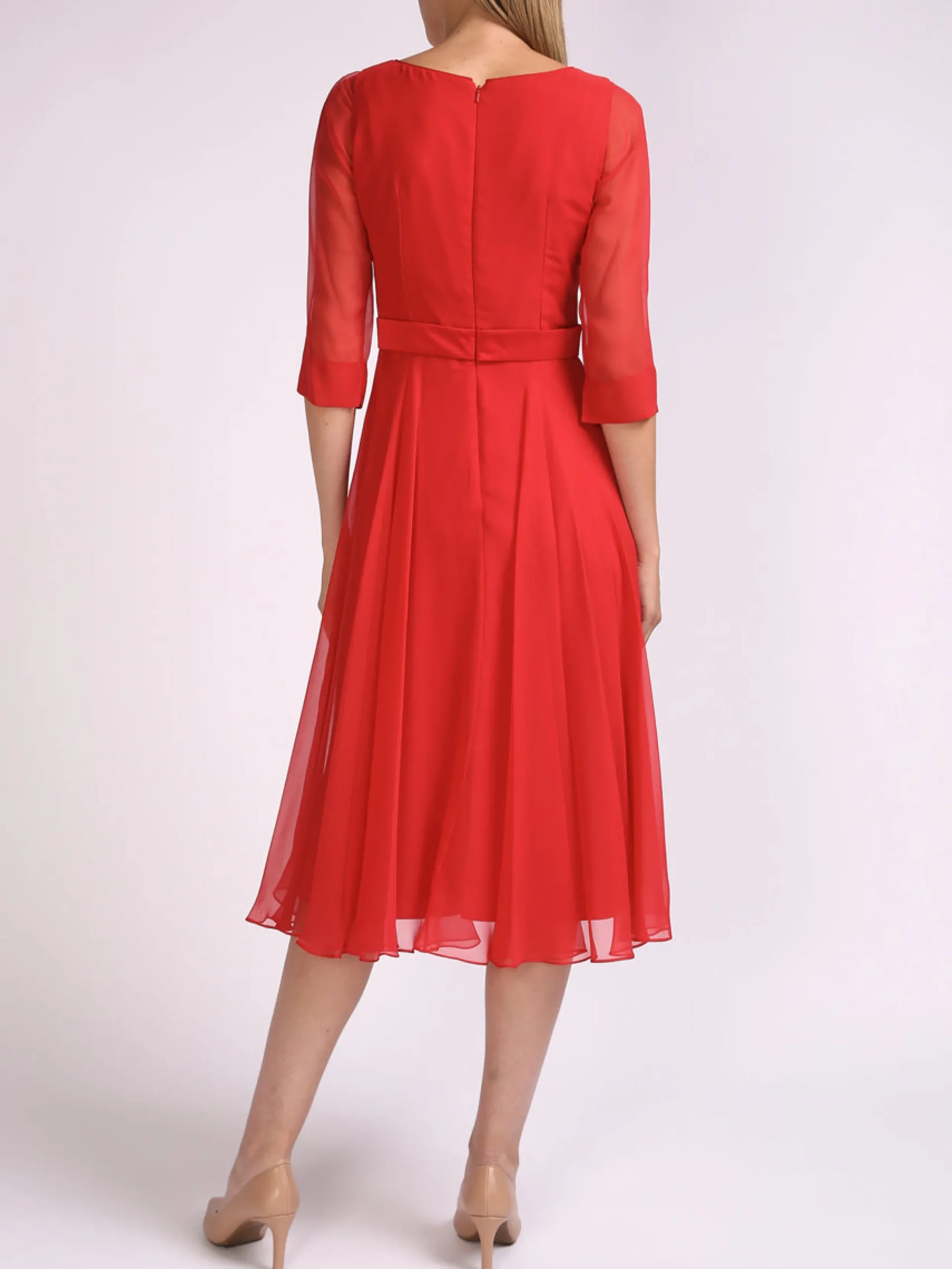 Favourbrook Serena Longer Circle Dress Ruby Plain Georgette-Women Raceday | Mother Of The Bride