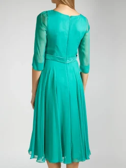 Favourbrook Serena Longer Circle Dress Aqua Green Plain Silk Georgette-Women Raceday | Mother Of The Bride