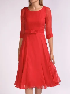 Favourbrook Serena Longer Circle Dress Ruby Plain Georgette-Women Raceday | Mother Of The Bride