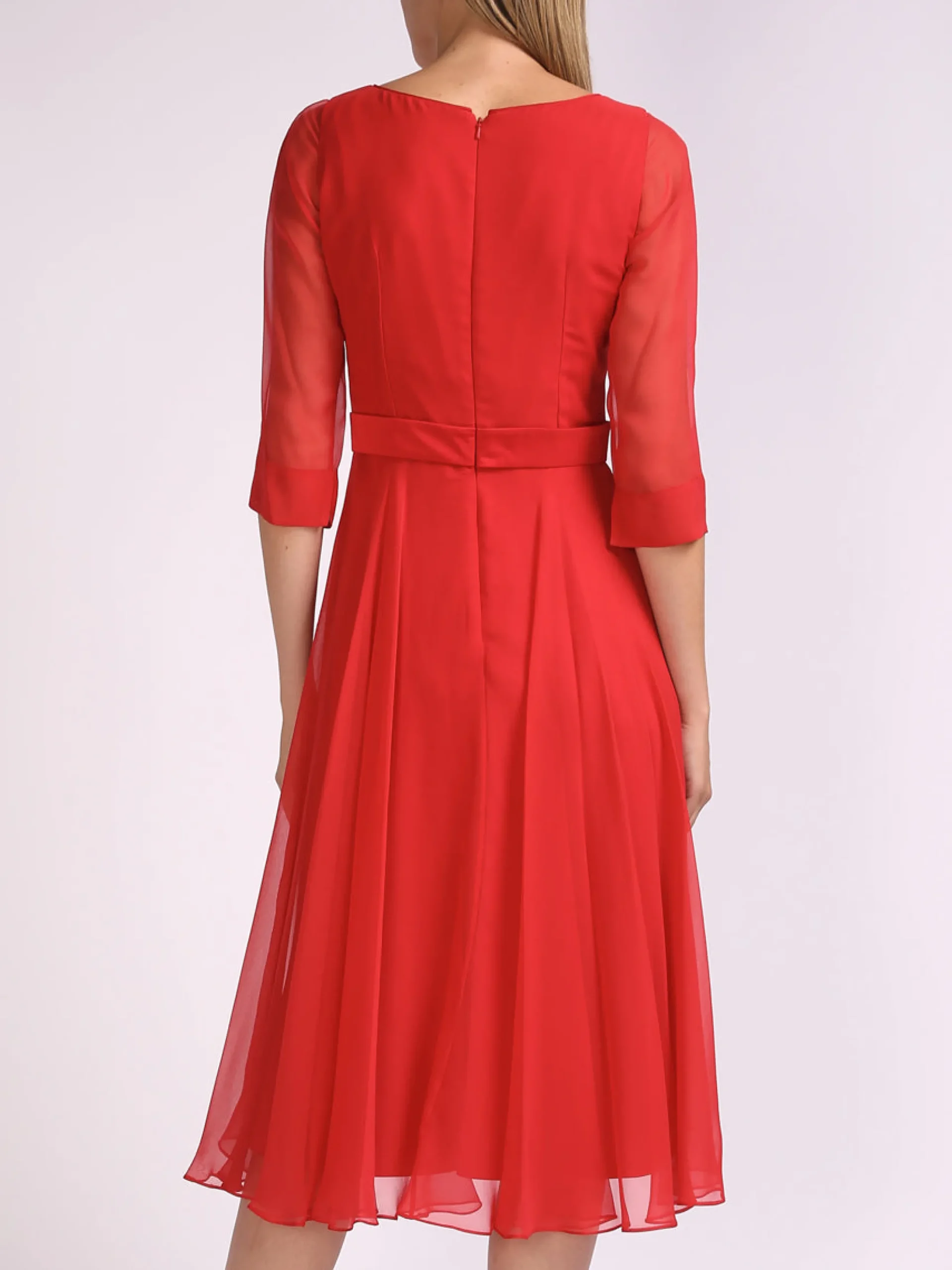 Favourbrook Serena Longer Circle Dress Ruby Plain Georgette-Women Raceday | Mother Of The Bride