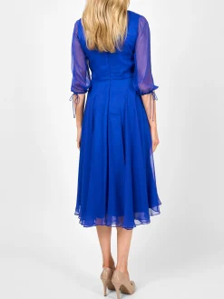 Favourbrook Serena V- Neck Longer Circle Dress French Navy Silk Georgette-Women Mother Of The Bride | Dresses