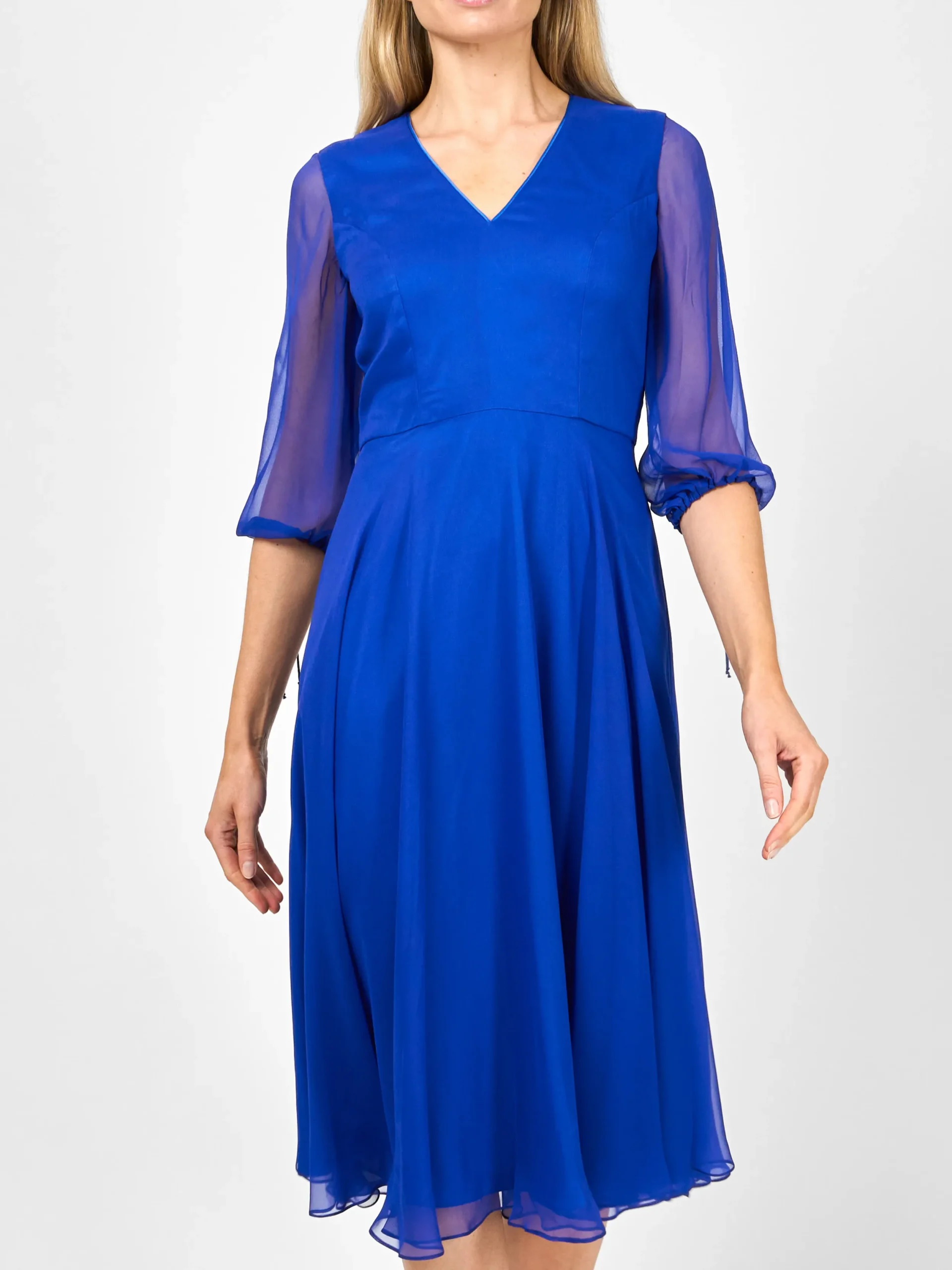 Favourbrook Serena V- Neck Longer Circle Dress French Navy Silk Georgette-Women Mother Of The Bride | Dresses