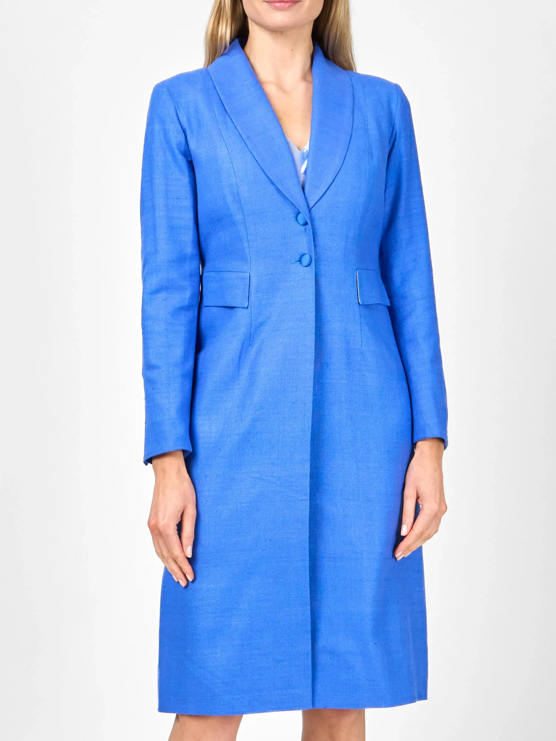 Favourbrook Shawl Collar Eton Coat Cobalt Katmandu Silk Tasar-Women Jackets & Coats