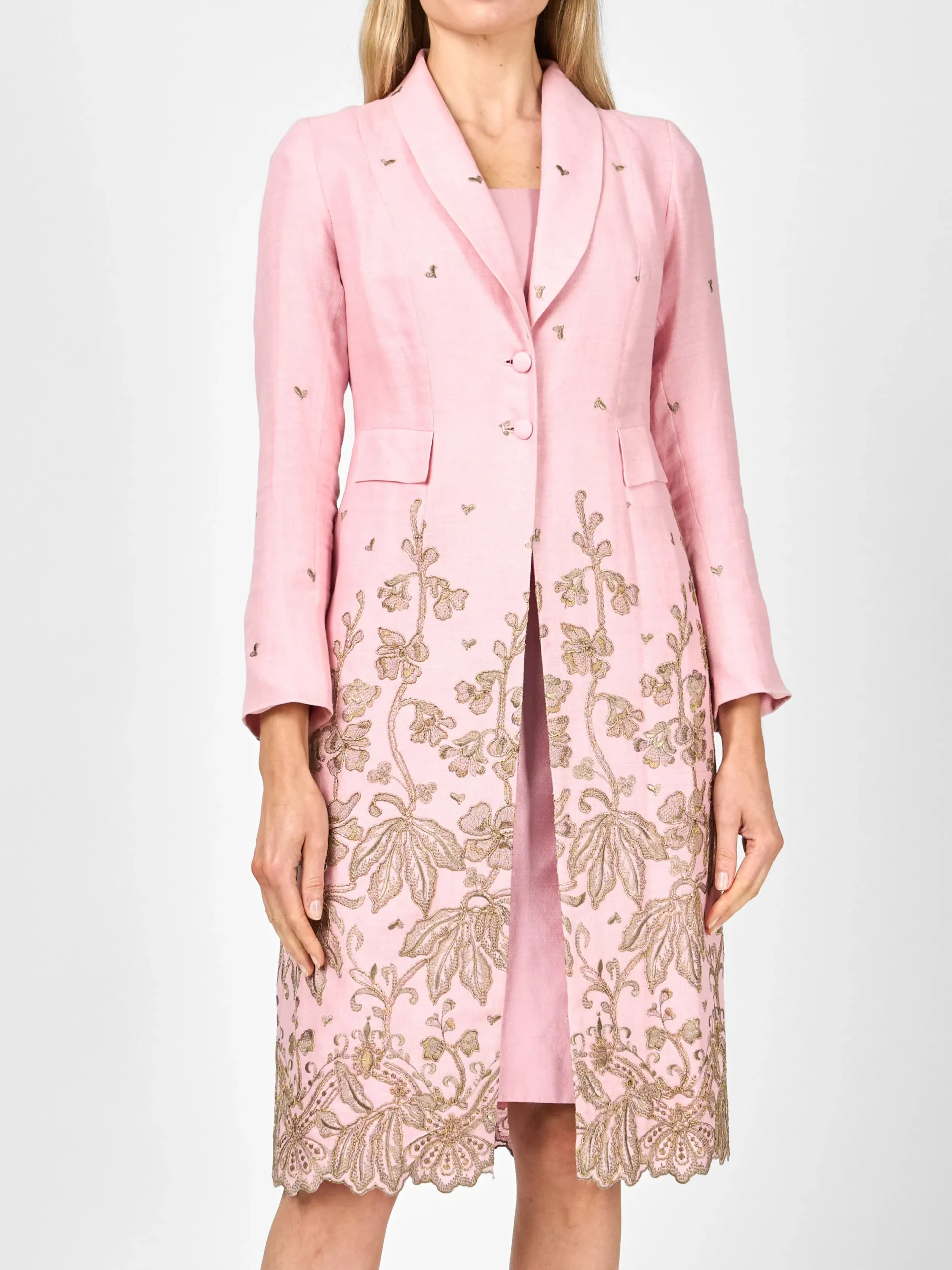 Favourbrook Shawl Collar Eton Coat Pale Pink Althorp Crease Resist Linen-Women Mother Of The Bride | Jackets & Coats
