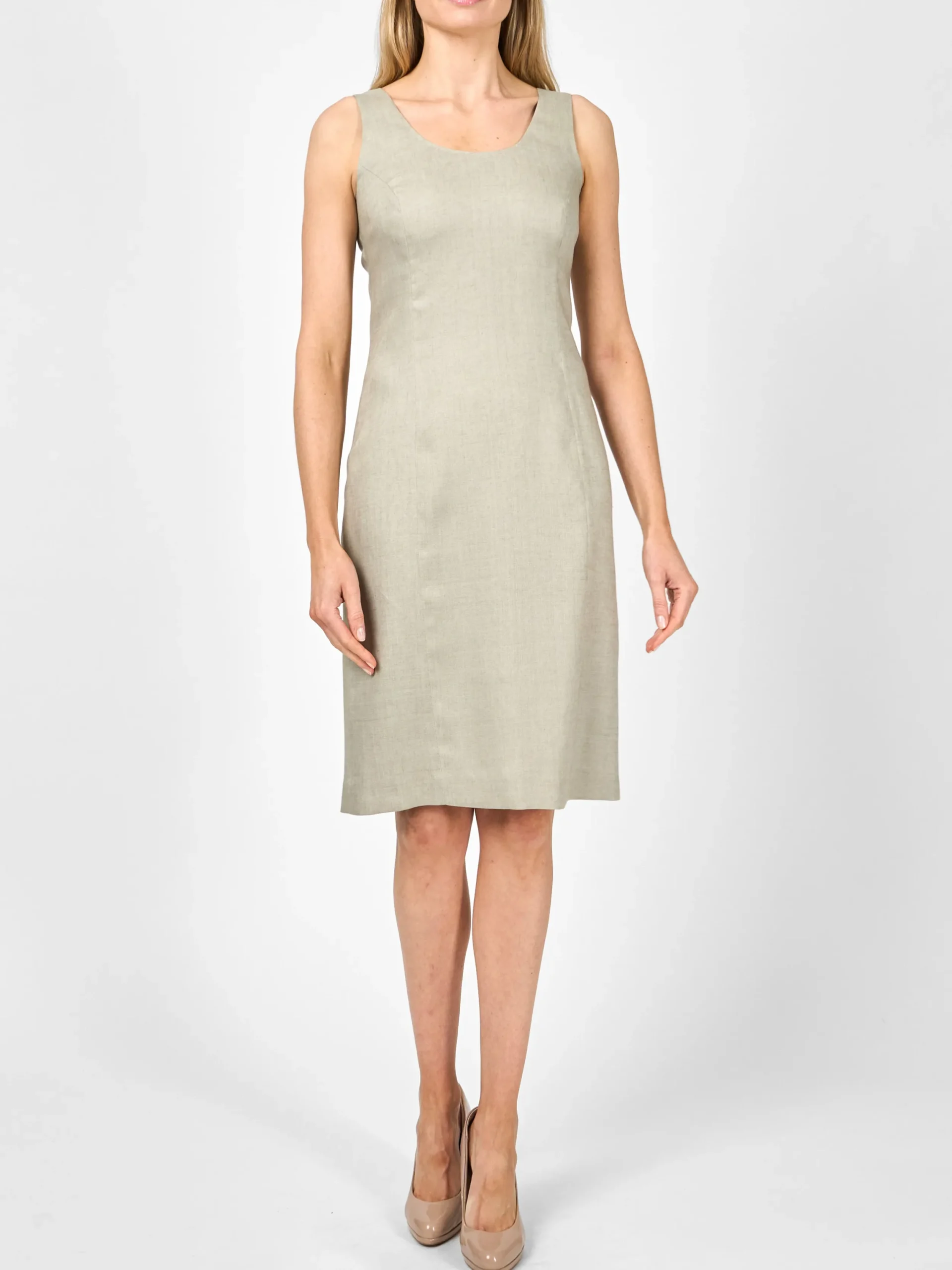 Favourbrook Shift Dress Stone Plain Linen-Women Dresses