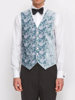 Favourbrook Silver Anais Velvet Single Breasted 6 Button Waistcoat- Waistcoats | Single Breasted Waistcoats