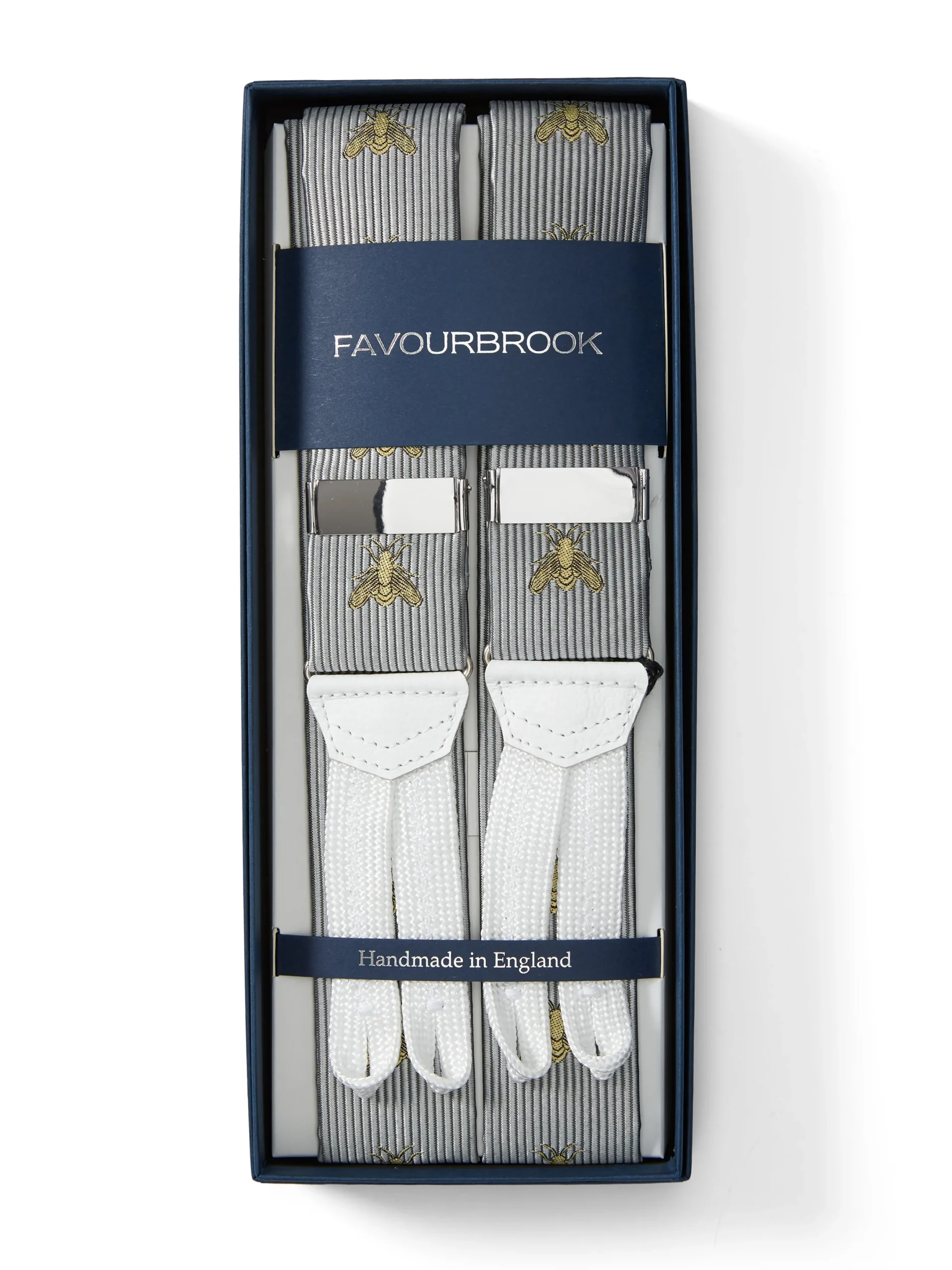 Favourbrook Silver Gold Bees Silk Braces- Braces