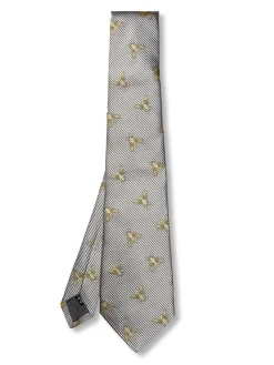 Favourbrook Silver Gold Bees Silk Tie- Ties
