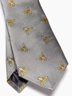 Favourbrook Silver Gold Bees Silk Tie- Ties