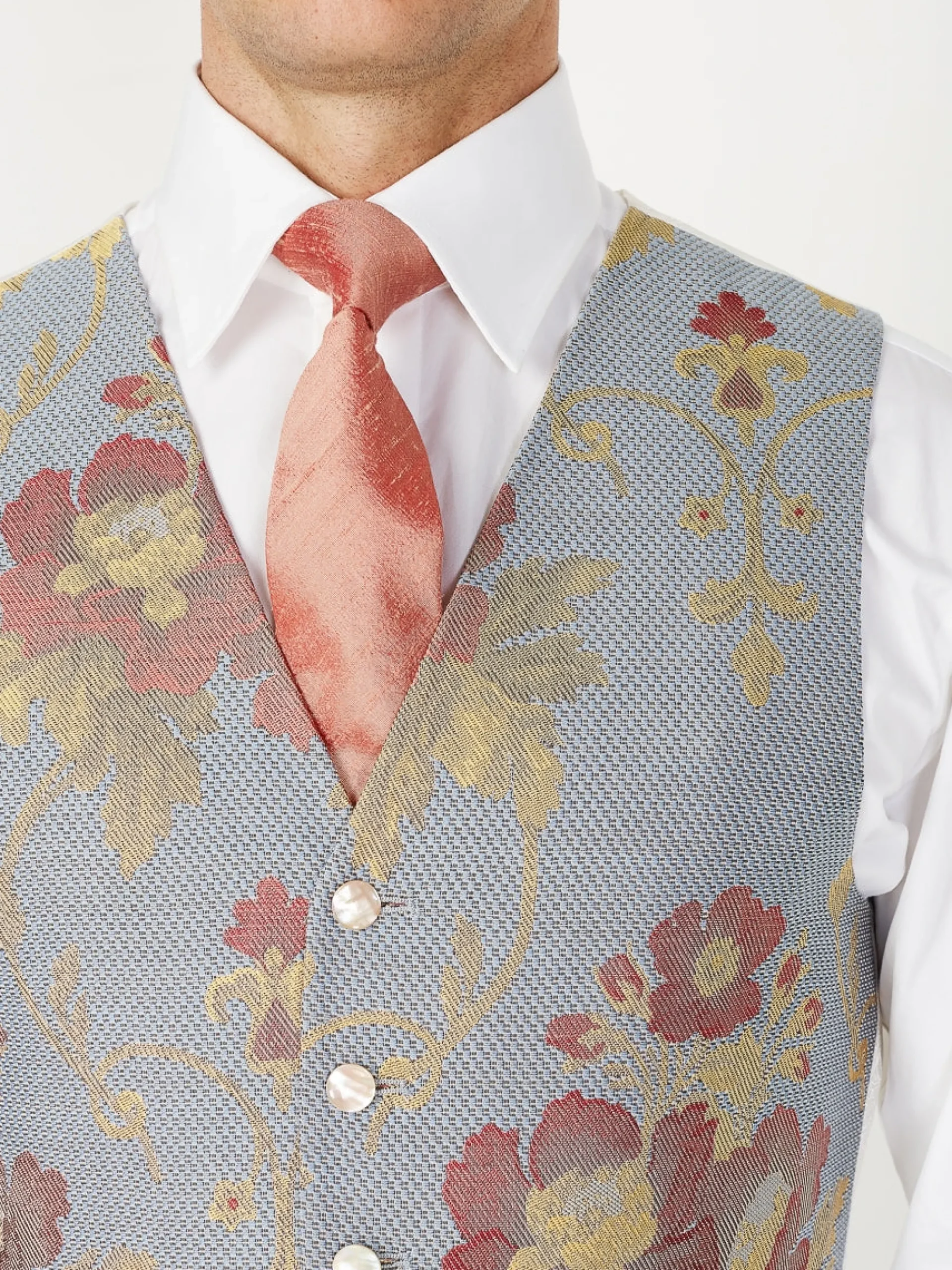 Favourbrook Sky Belvoir Cotton Single Breasted 6 Button Waistcoat- Groomswear | Waistcoats