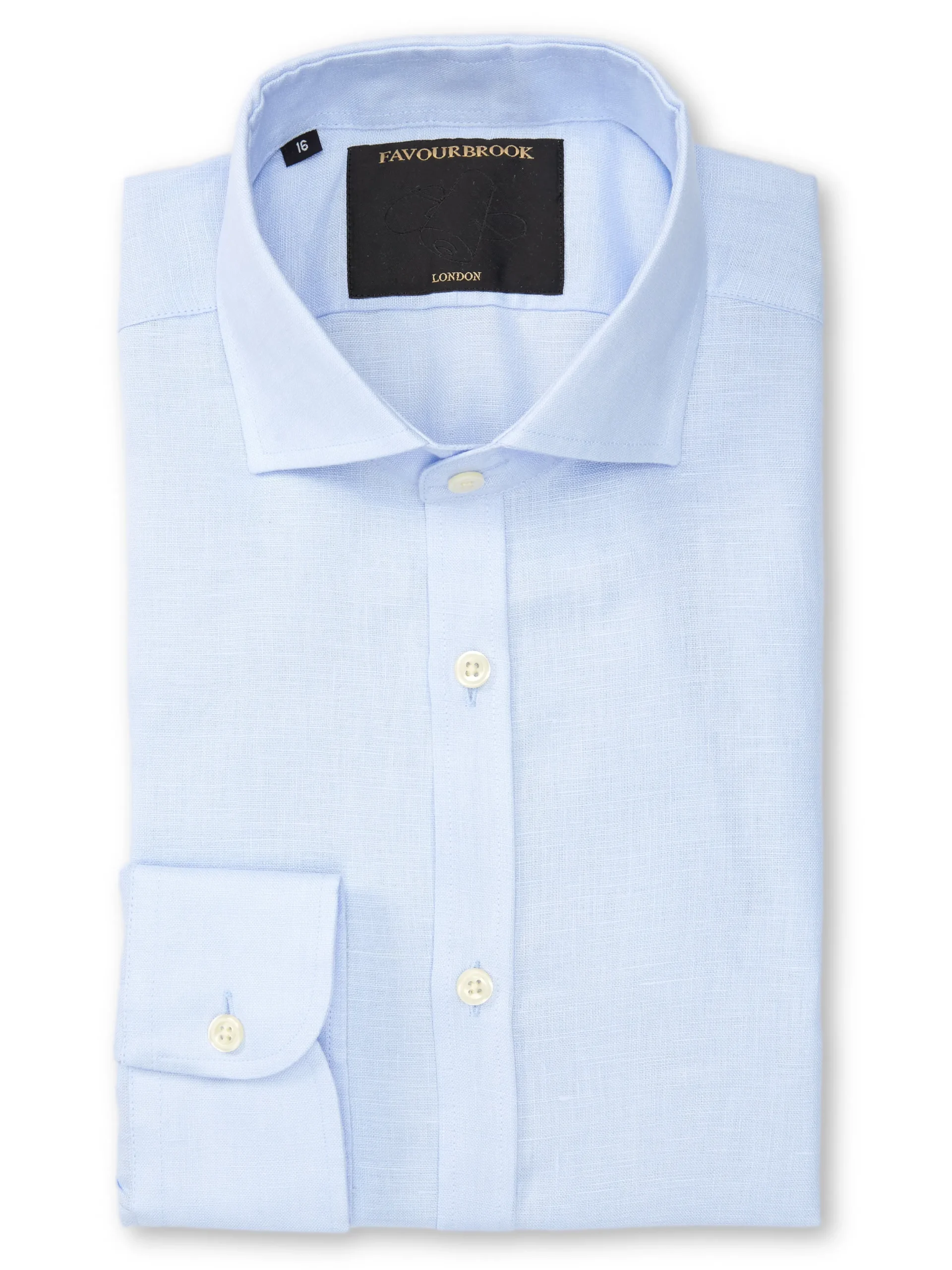 Favourbrook Sky Blue Bridford Linen Cutaway Collar Shirt- Shirts