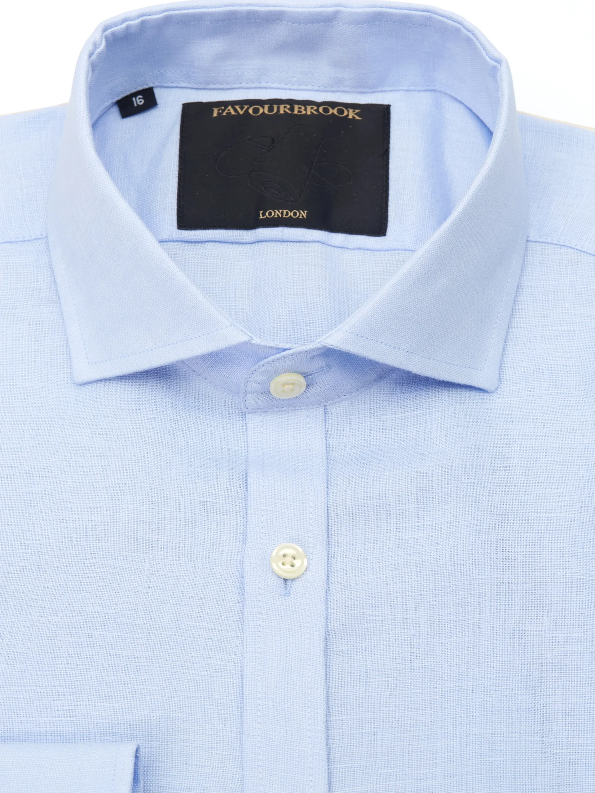 Favourbrook Sky Blue Bridford Linen Cutaway Collar Shirt- Shirts