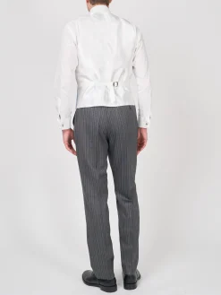 Favourbrook Sky Blue Evering Linen Double Breasted 8 Button Shawl Lapel Piped Waistcoat- Waistcoats | Royal Ascot Waistcoats