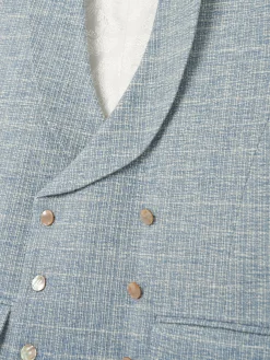 Favourbrook Sky Blue Wetherby Double Breasted 8 Button Shawl Lapel Waistcoat- Waistcoats | Shawl Lapel Waistcoats