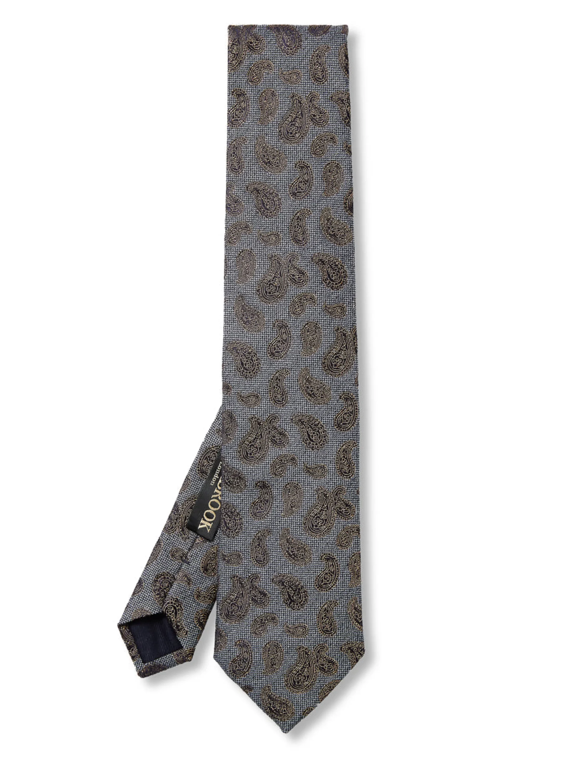 Favourbrook Slate Grey Durlston Paisley Silk/Wool Tie- Ties