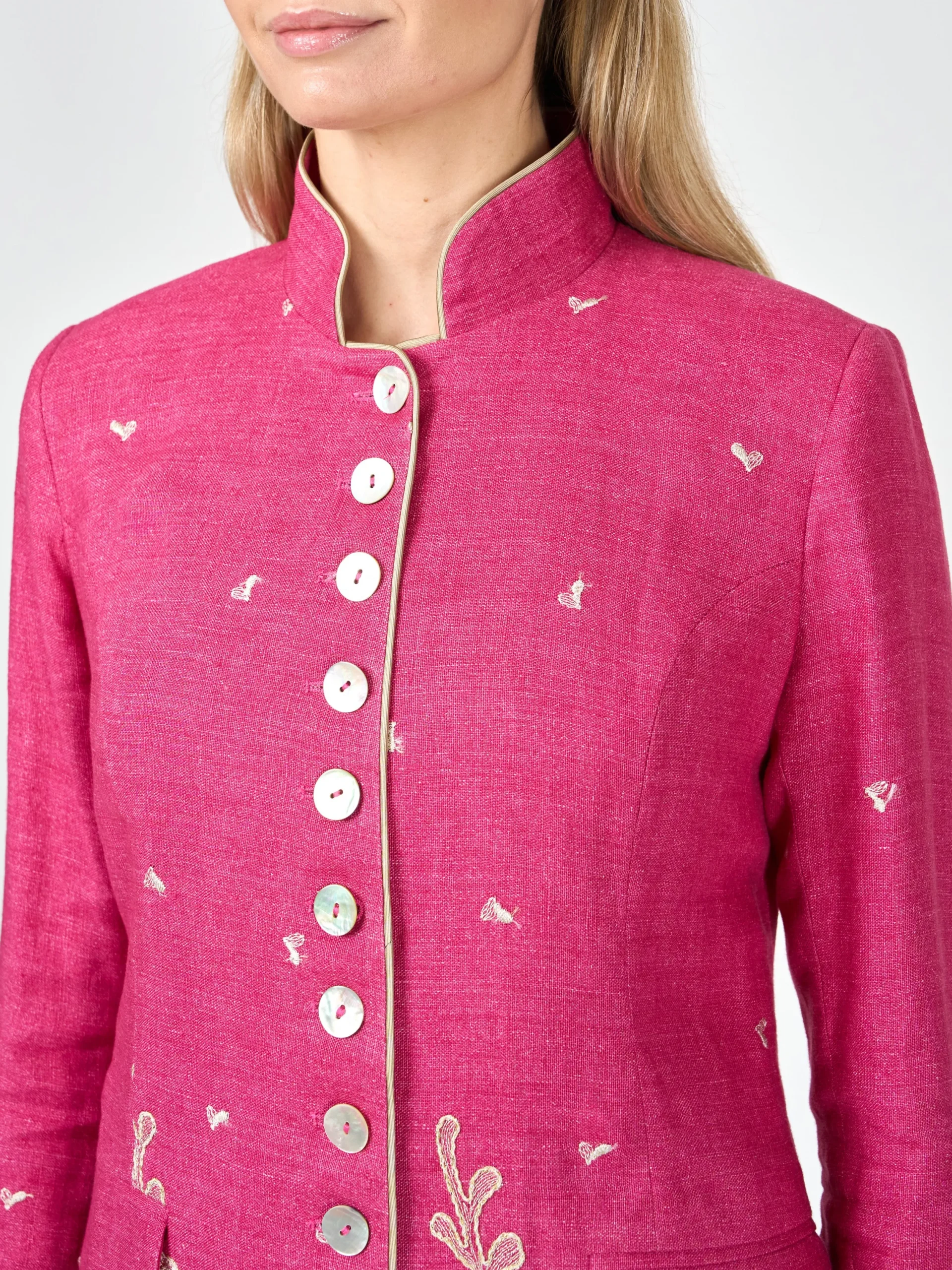 Favourbrook Soho Coat Peony Althorp Crease Resist Linen-Women Raceday | Jackets & Coats
