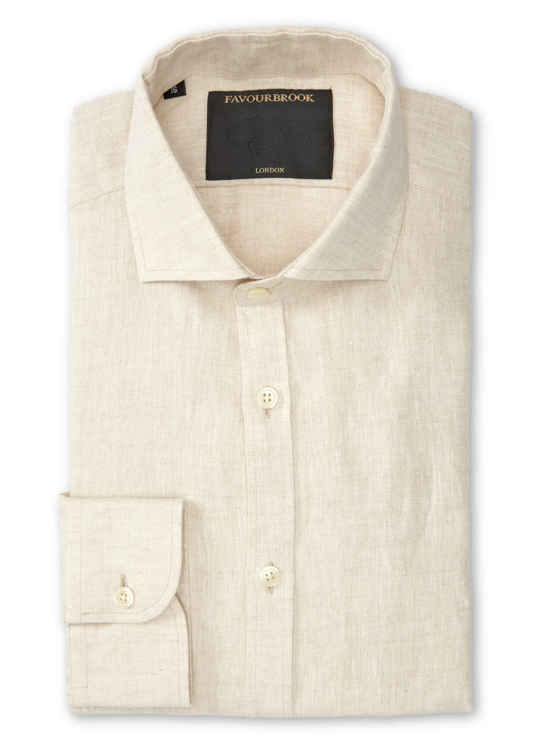 Favourbrook Stone Bridford Linen Cutaway Collar Shirt- Shirts